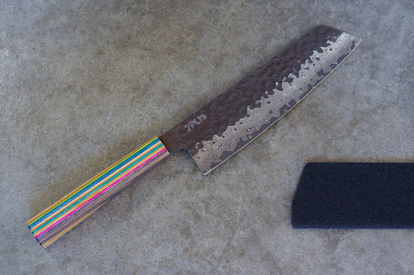 Couteau japonais KIRITSUKE vert bleu et bois - 7PLIS