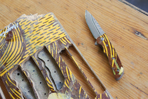 Couteau SKATEBOARD recyclé 7PLIS, brun jaune bois - 7PLIS