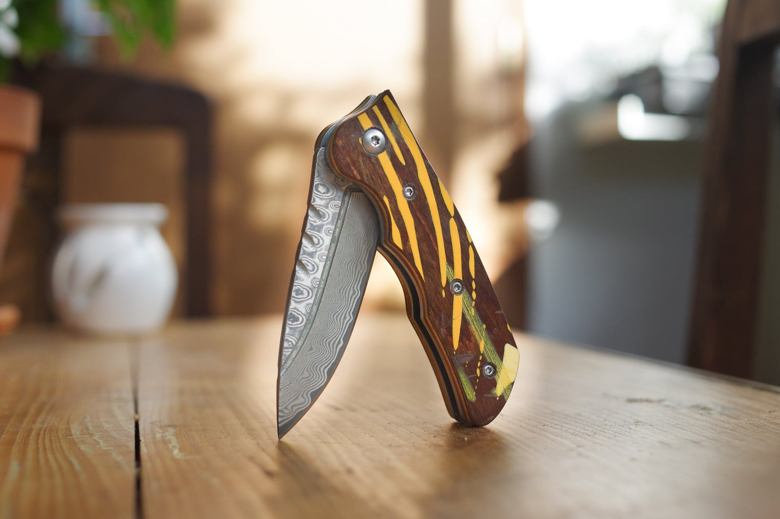 Couteau SKATEBOARD recyclé 7PLIS, brun jaune bois - 7PLIS