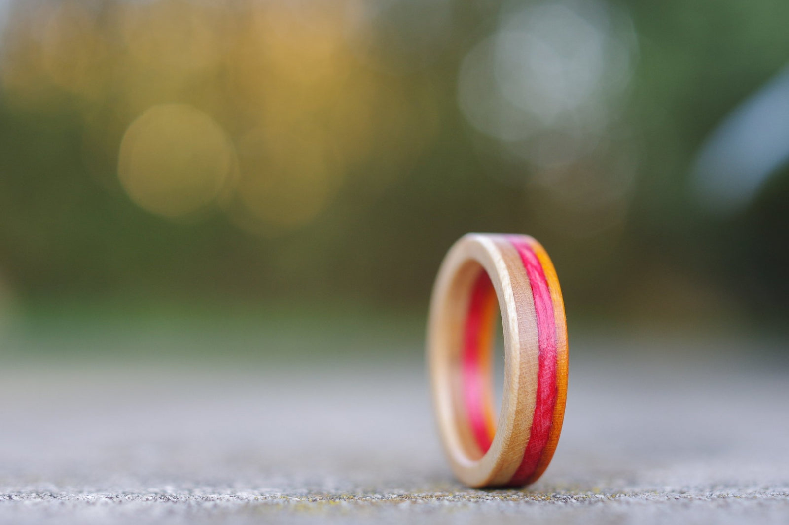 Bague skateboard recyclé 7PLIS rouge orange bois - 7PLIS