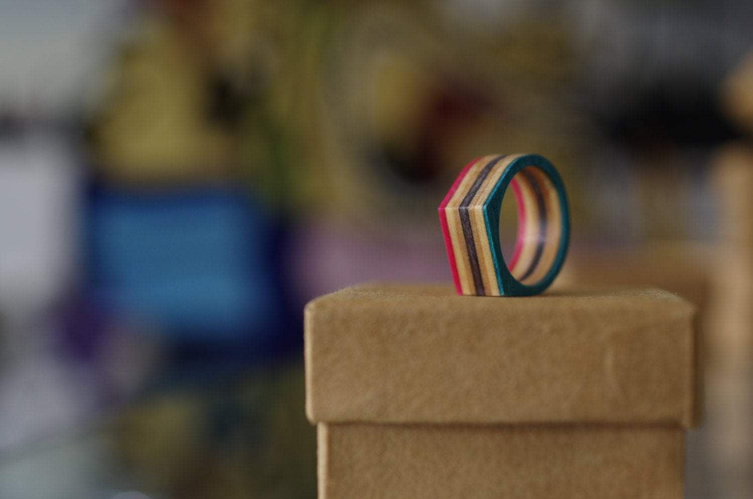 Bague skateboard recyclé bois - 7PLIS