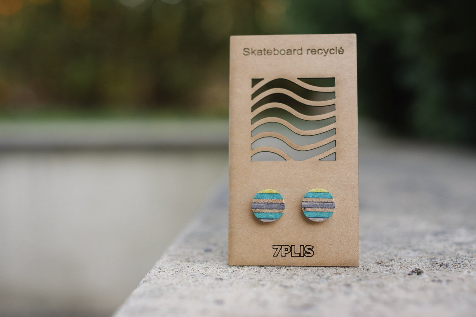 Boucle d'oreille SKATEBOARD recyclé & argent 925 - 7PLIS