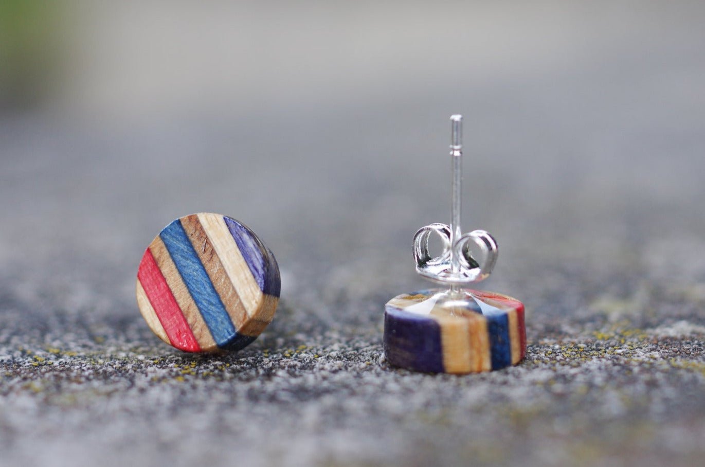 Boucle d'oreille SKATEBOARD recyclé & argent 925 - 7PLIS