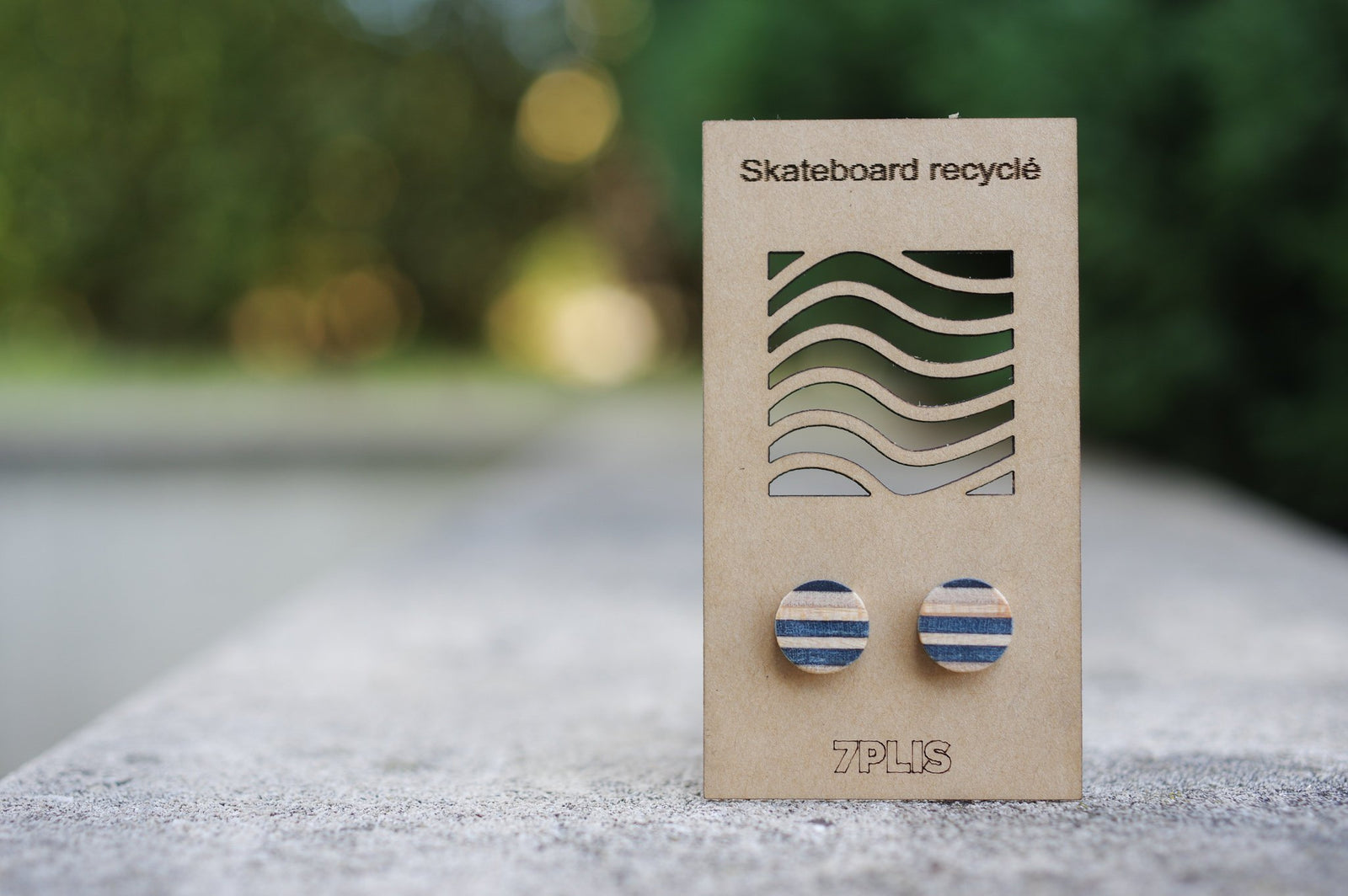 Boucle d'oreille SKATEBOARD recyclé & argent 925 - 7PLIS