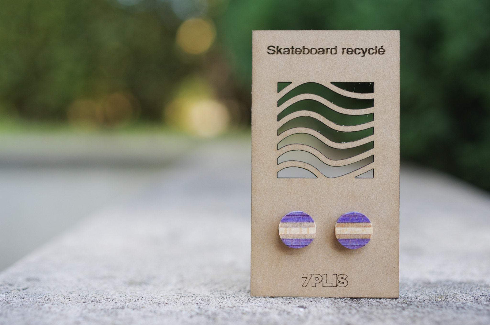 Boucle d'oreille SKATEBOARD recyclé & argent 925 - 7PLIS