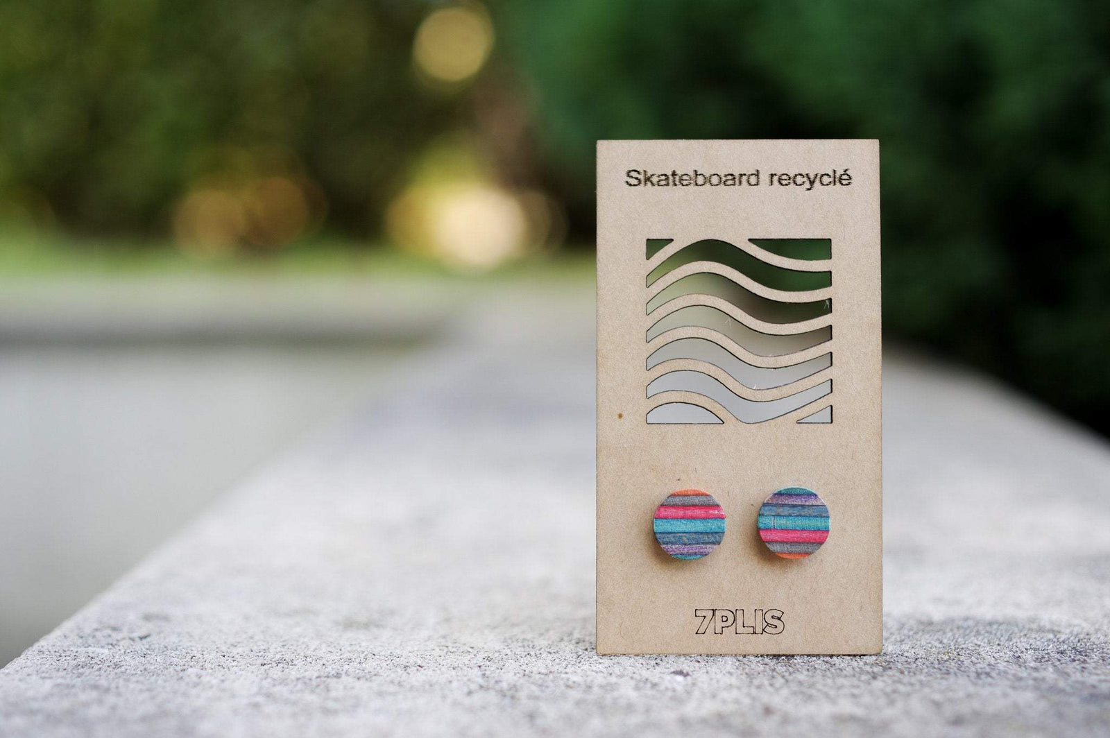 Boucle d'oreille SKATEBOARD recyclé & argent 925 - 7PLIS