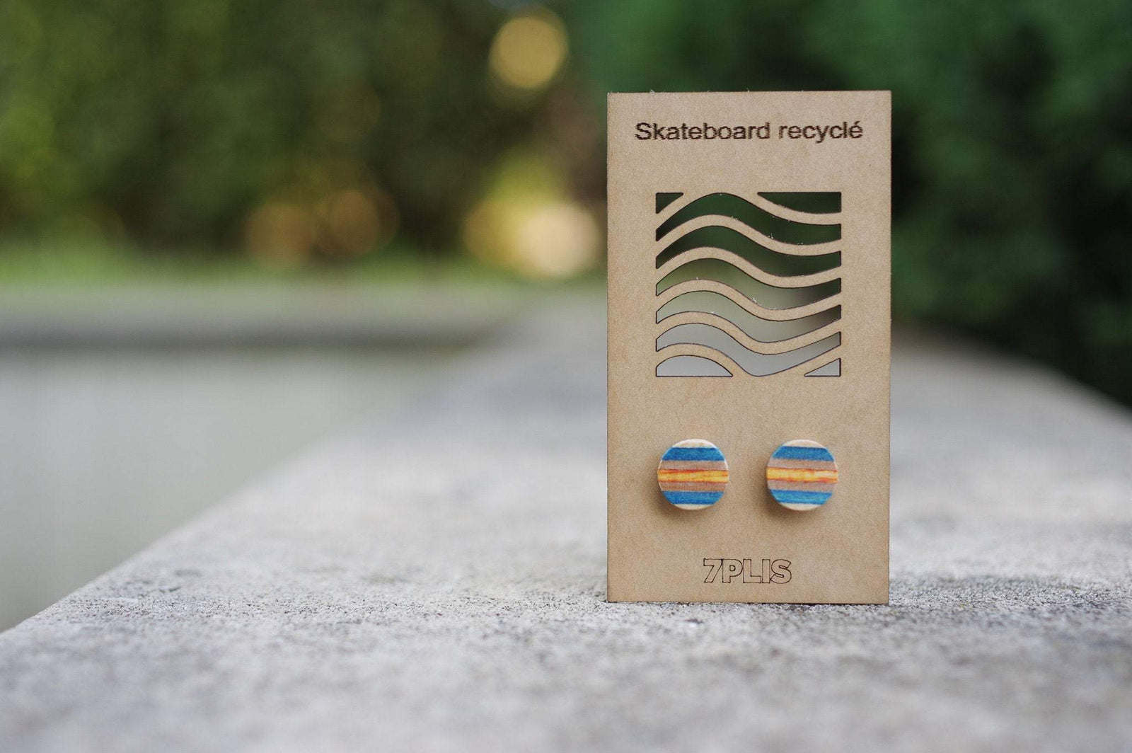 Boucle d'oreille SKATEBOARD recyclé & argent 925 - 7PLIS