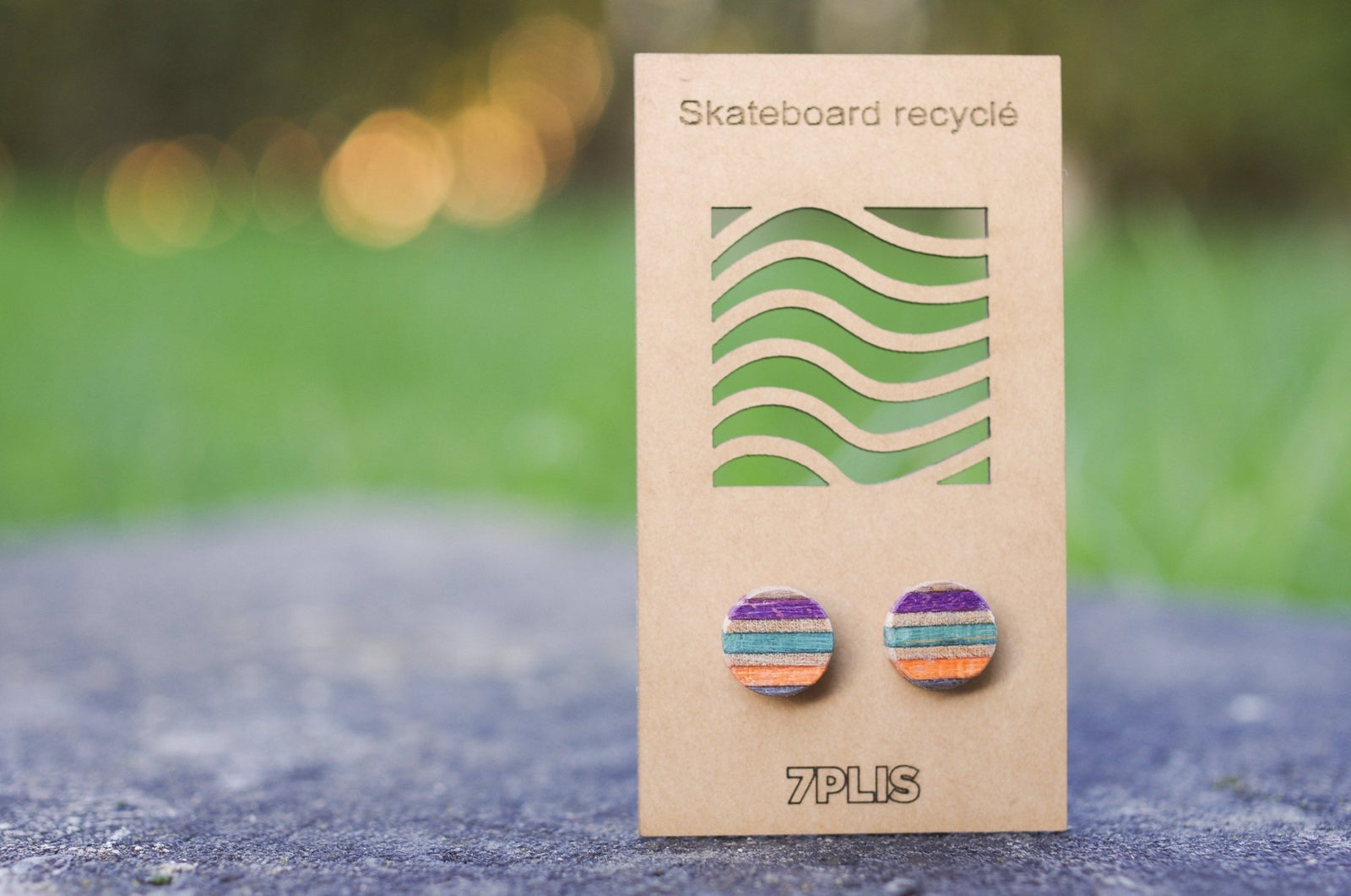 Boucle d'oreille SKATEBOARD recyclé & argent 925 - 7PLIS