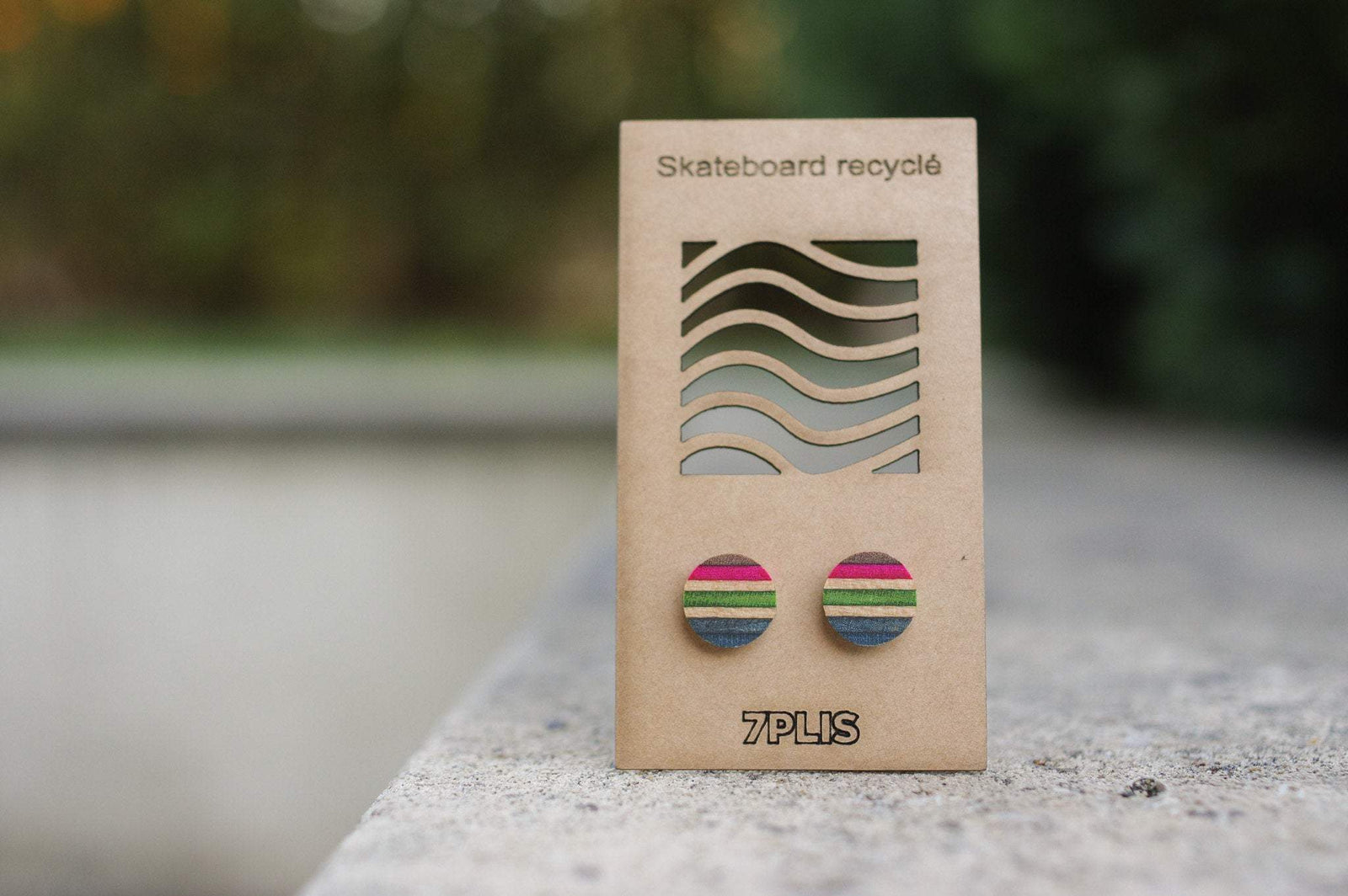 Boucle d'oreille SKATEBOARD recyclé & argent 925 - 7PLIS