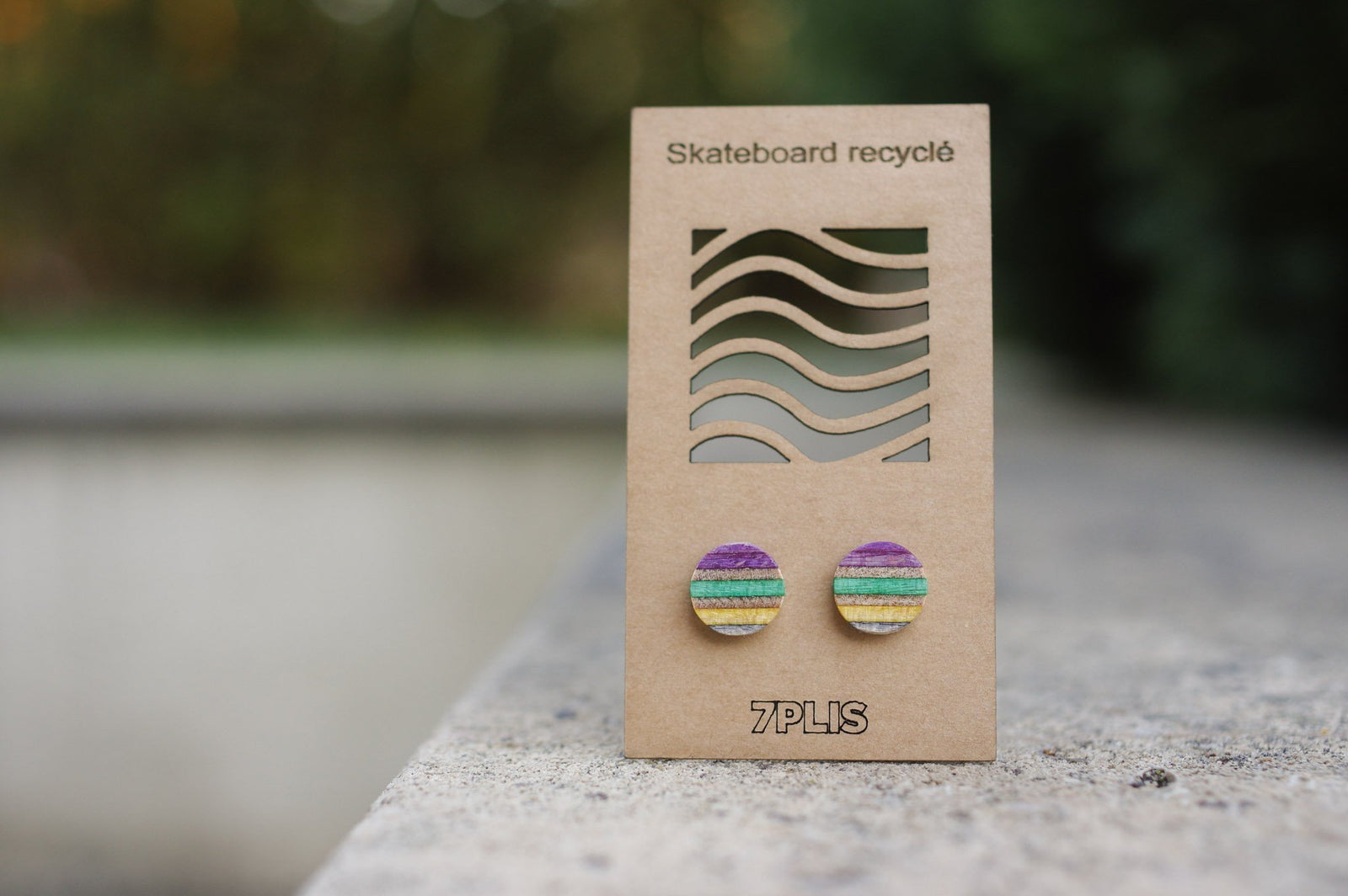 Boucle d'oreille SKATEBOARD recyclé & argent 925 - 7PLIS