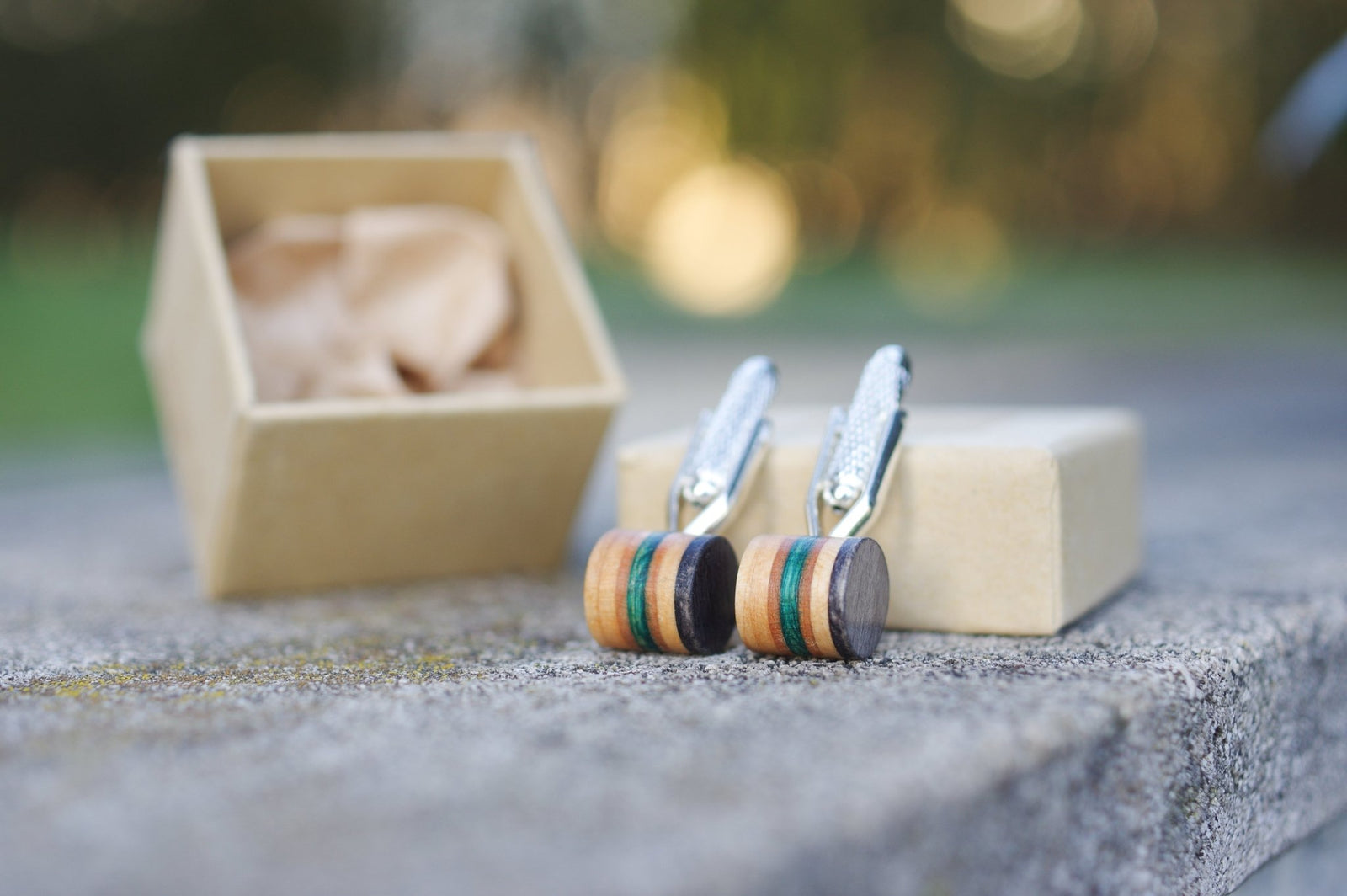 Boutons de manchette turquoise et noir - 7PLIS