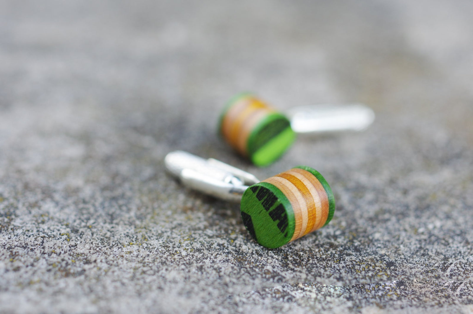 Boutons de manchette vert et bois - 7PLIS