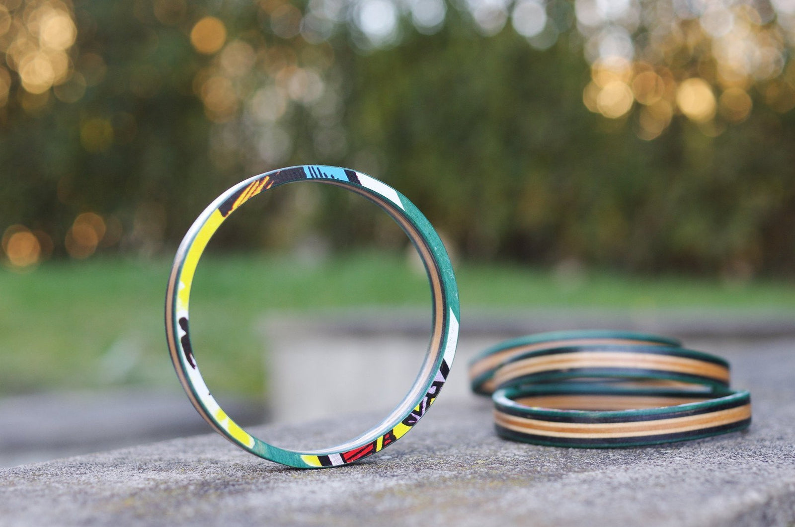 Bracelet bleu turquoise SKATEBOARD recyclé - 7PLIS