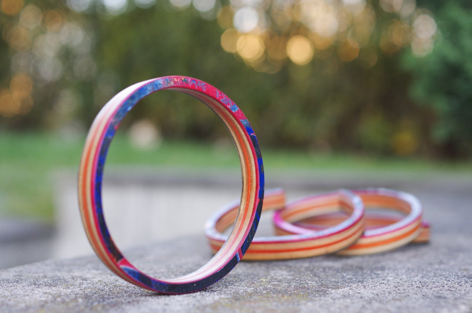 Bracelet rose orange gris SKATEBOARD recyclé - 7PLIS