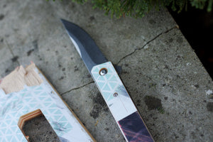 Couteau 7PLIS skateboard recyclé blanc et brun - 7PLIS