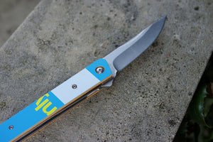 Couteau 7PLIS skateboard recyclé bleu et gris - 7PLIS