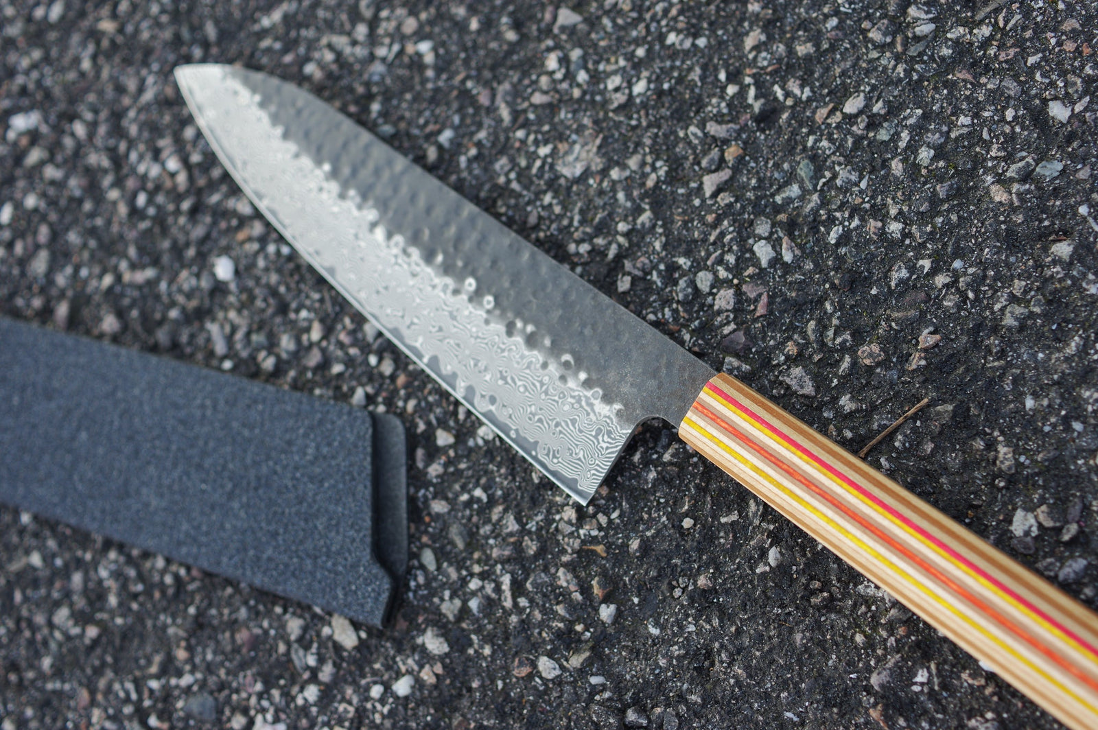 Couteau japonais CHEF jaune orange et bois - 7PLIS