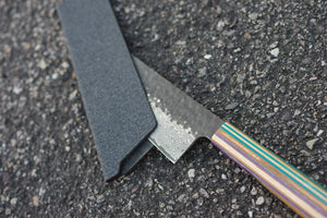 Couteau japonais CHEF violet et bois - 7PLIS