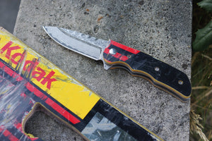 Couteau SKATEBOARD recyclé, rouge noir bois - 7PLIS