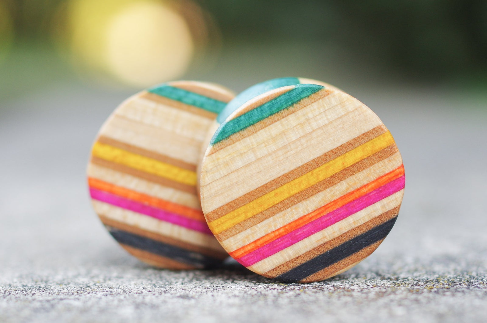 Plug SKATEBOARD recyclé jaune noir rose bois - 7PLIS