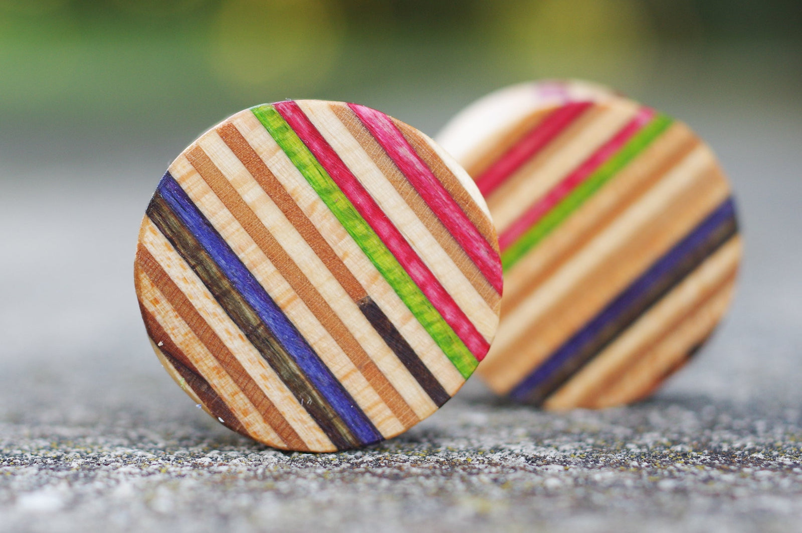 Plug SKATEBOARD recyclé vert bleu rose bois - 7PLIS