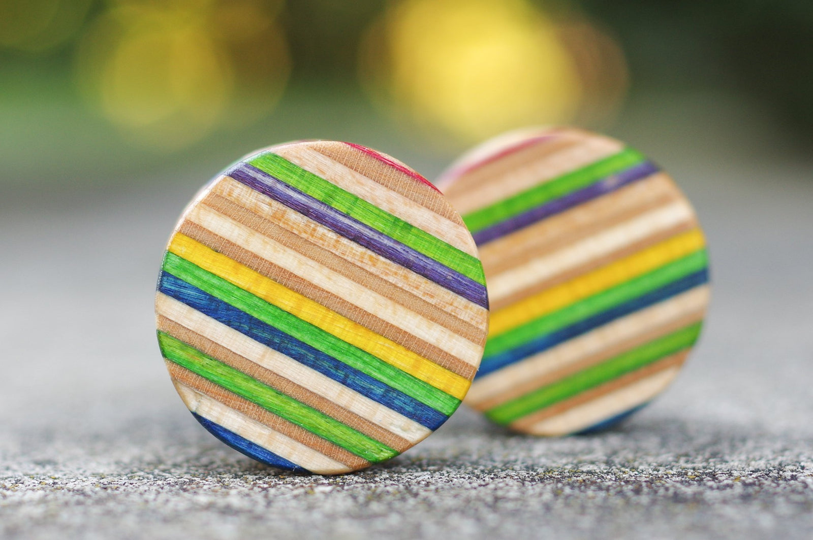 Plug SKATEBOARD recyclé vert jaune bleu bois - 7PLIS