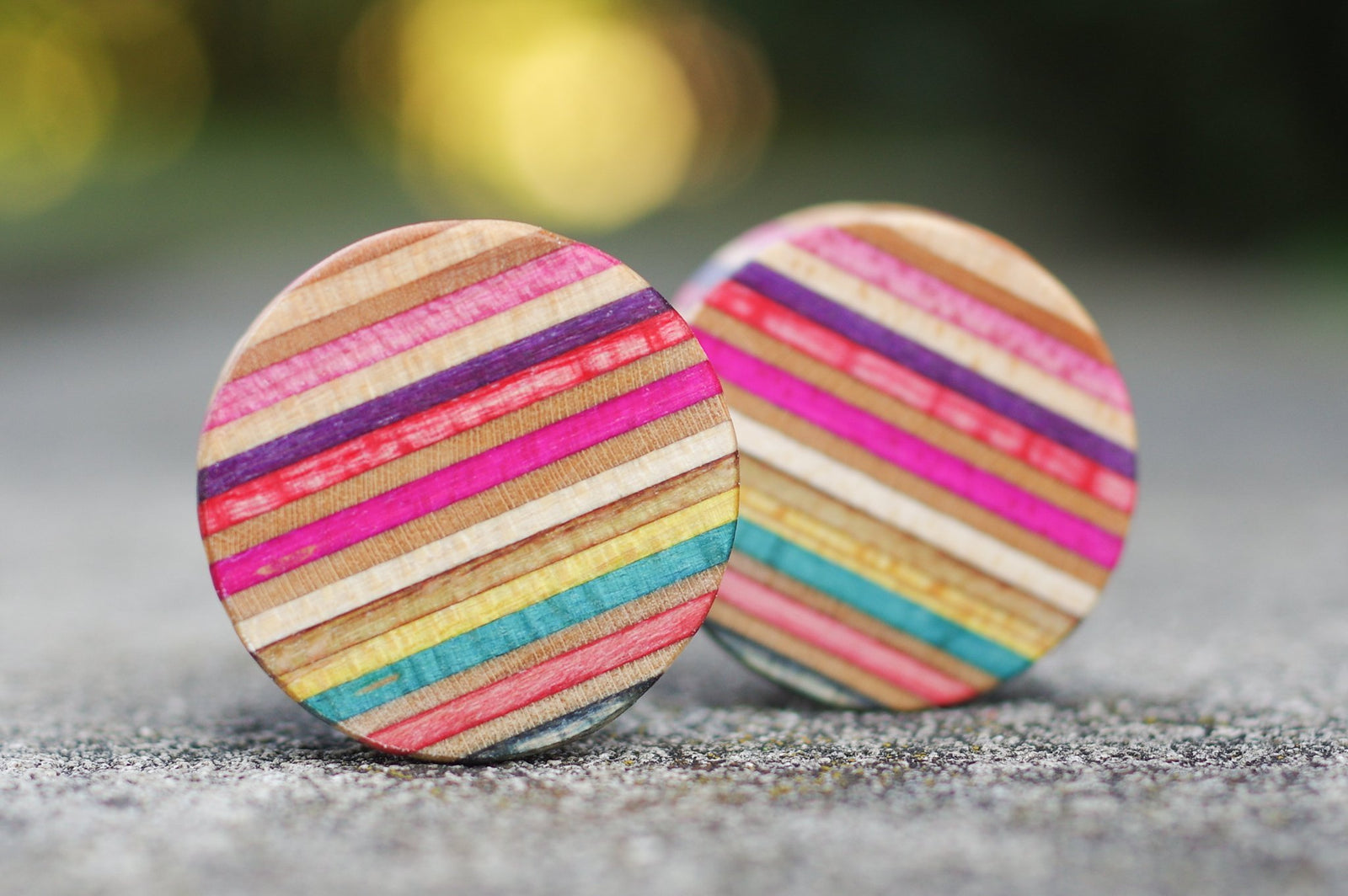 Plug SKATEBOARD recyclé vert rose violet jaune bois - 7PLIS